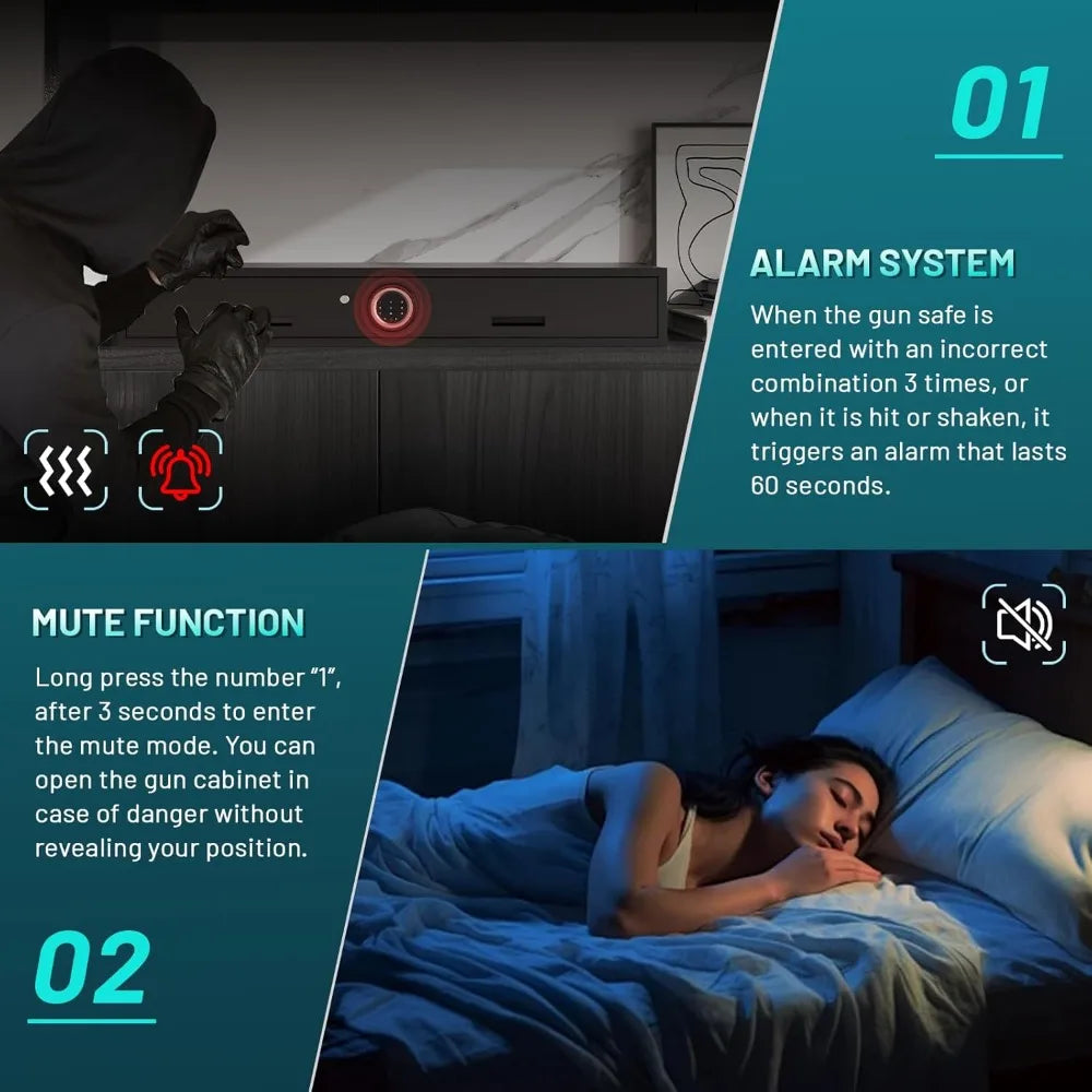 Under Bed Gun Safe for Rifles and Pistols With Digital Panel Lock Alarm