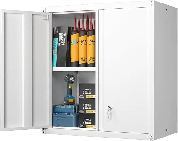 Locking Metal Wall Cabinet For Garage Wall Mounted Two Door