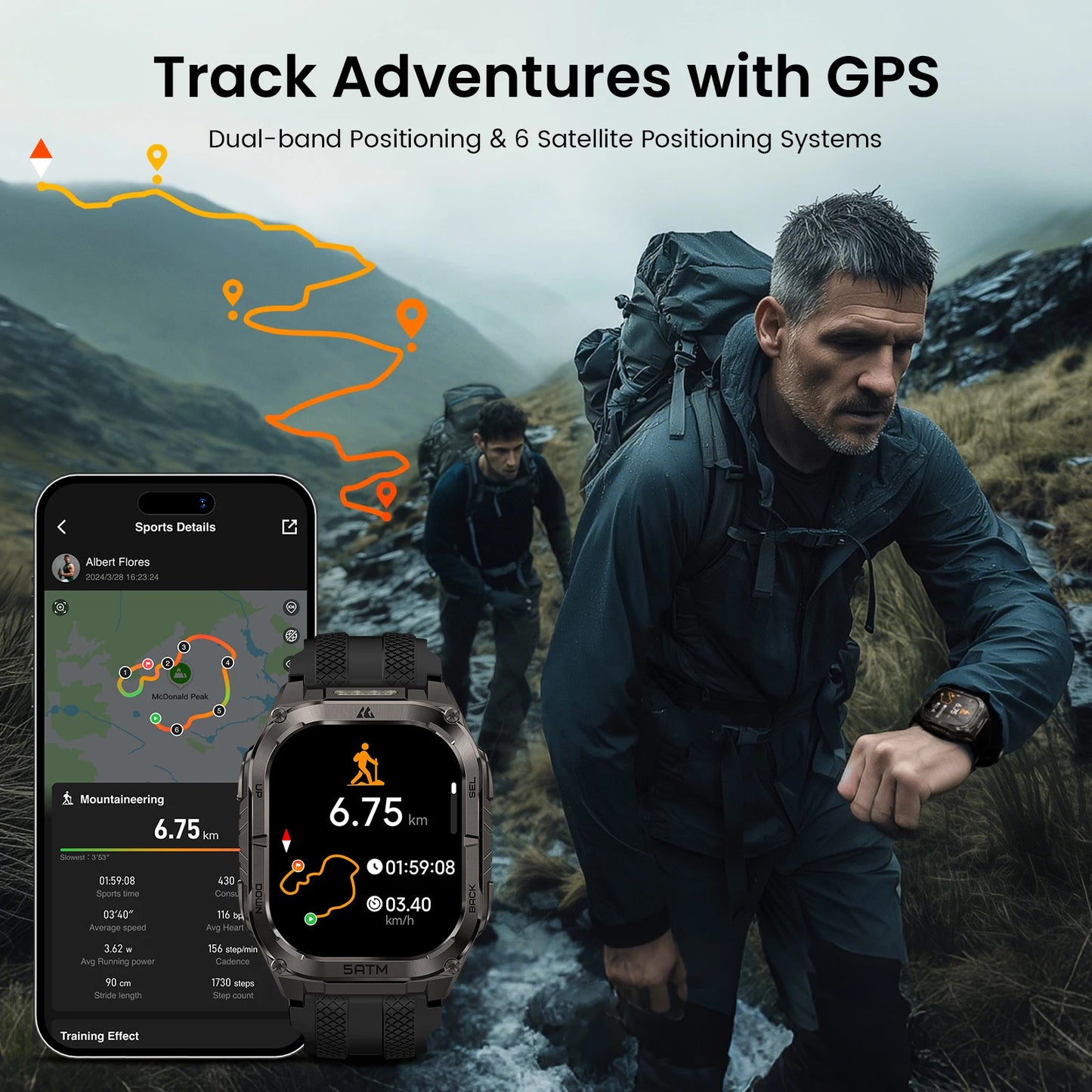 KOSPET Tank M4C Rugged Smartwatch For Men Military Grade GPS