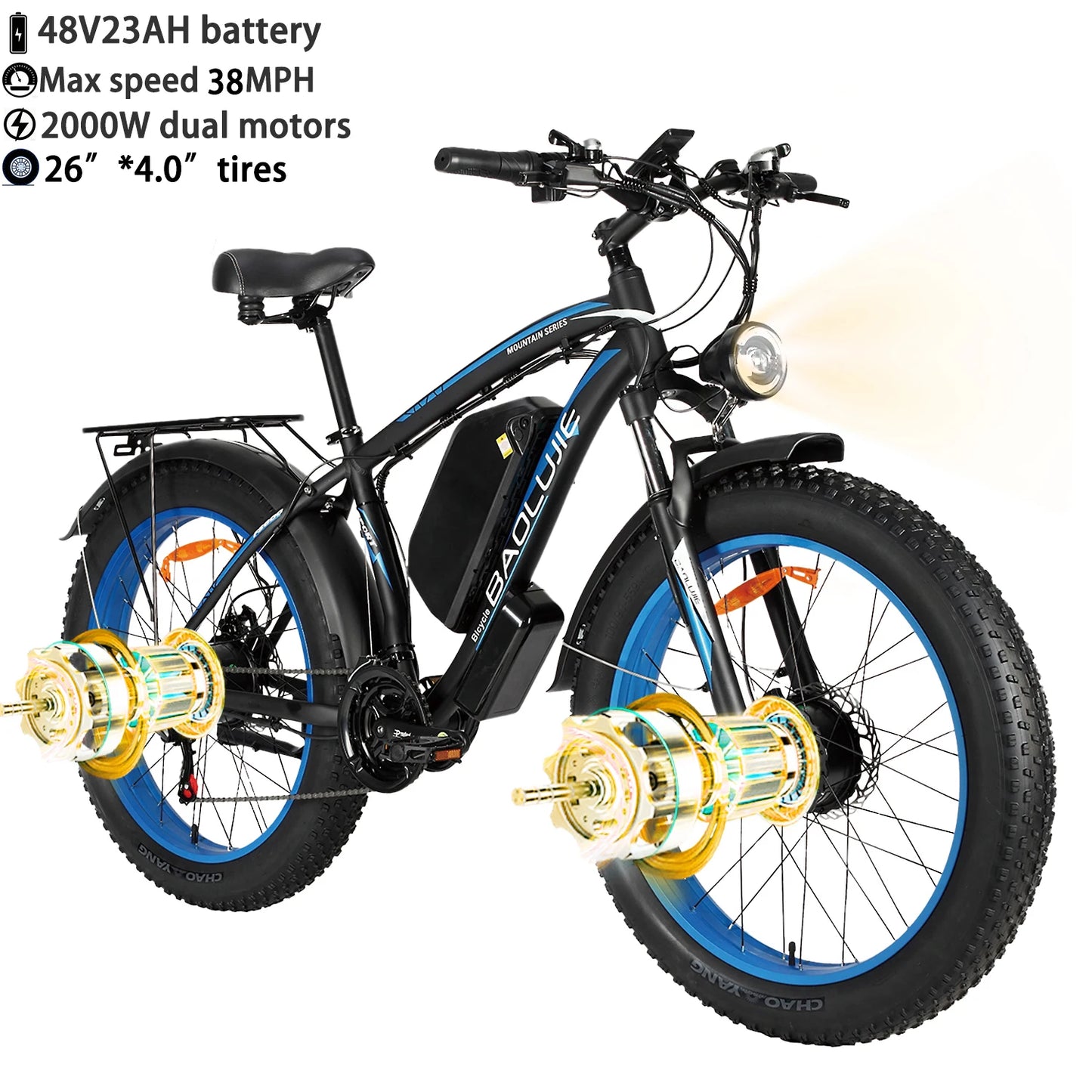 Baolujie Peak Dual Motor Electric Bicycle 3000W 5000W 48V