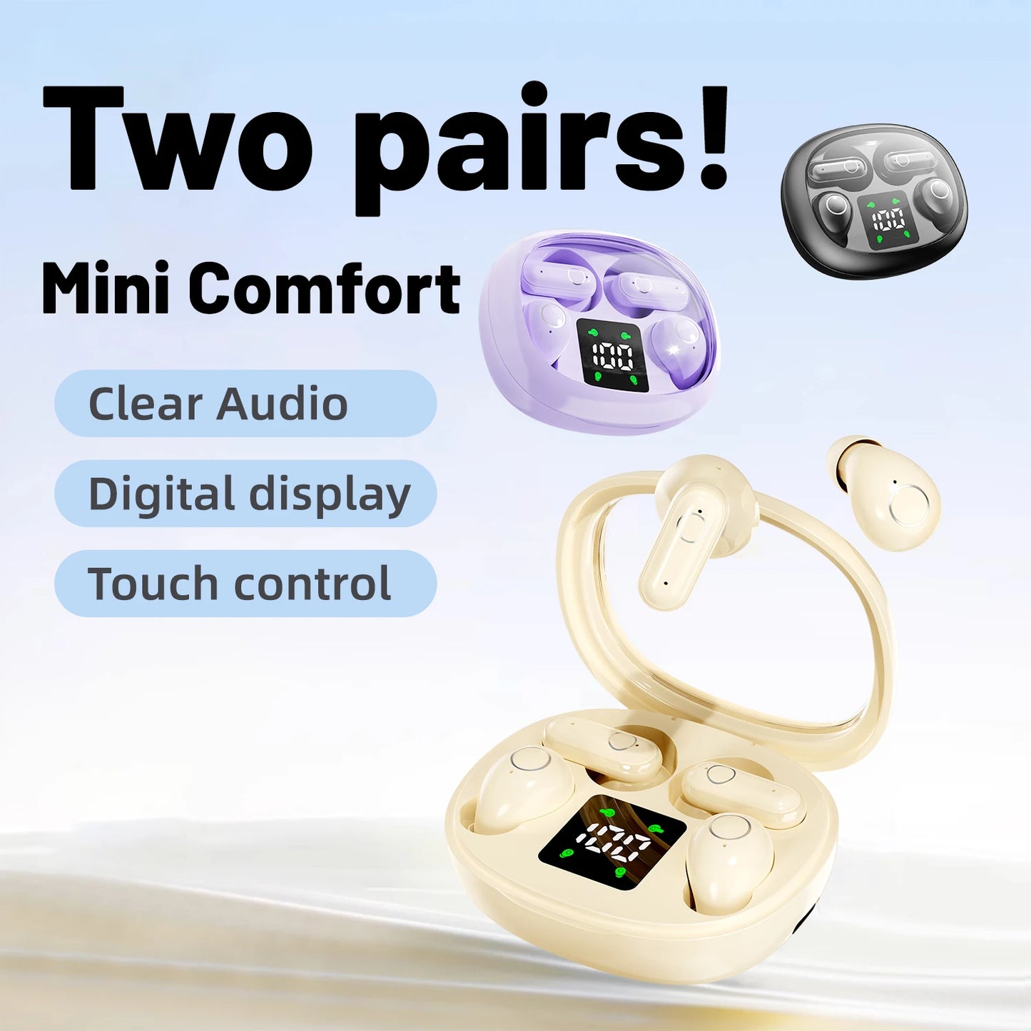 SHUKE Mini Sleep Earbuds Wireless Bluetooth Headphones With ANC