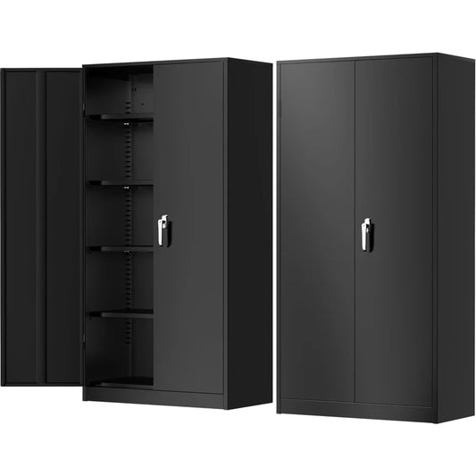 Metal Garage Storage Cabinet With Lock And Adjustable Shelves