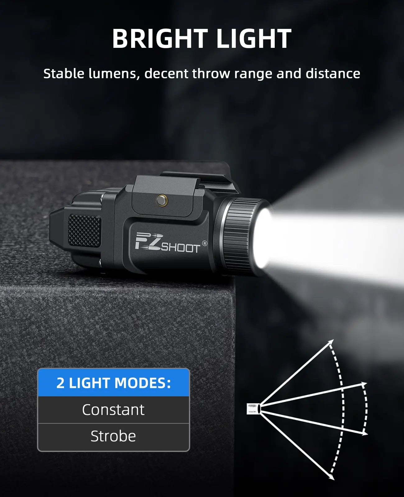 Pistol Light Rechargeable LED Flashlight With Strobe For Picatinny Rails