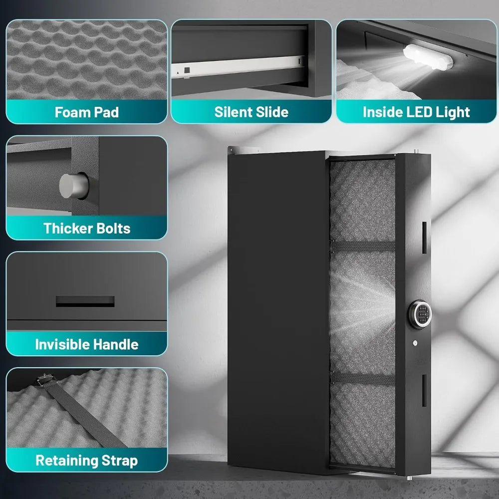 Under Bed Gun Safe for Rifles and Pistols With Digital Panel Lock Alarm