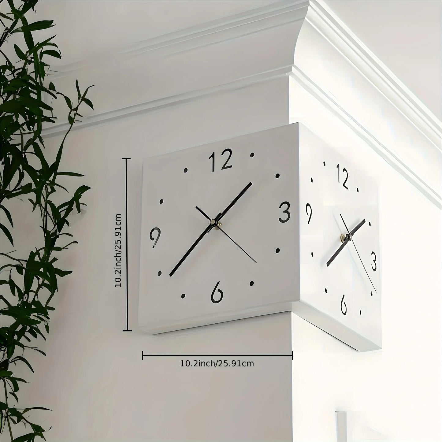 Double Sided Luminous Corner Wall Clock With Quiet Movement