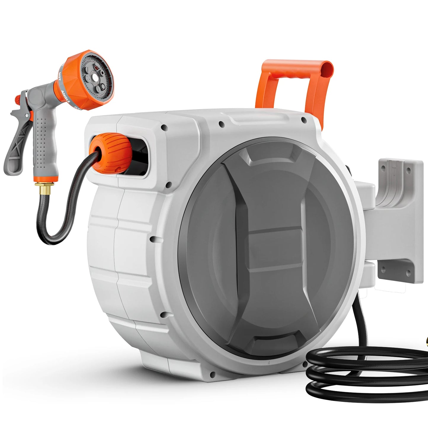 SucceBuy Retractable Wall Mounted Garden Hose Reel With 9 Pattern Nozzle