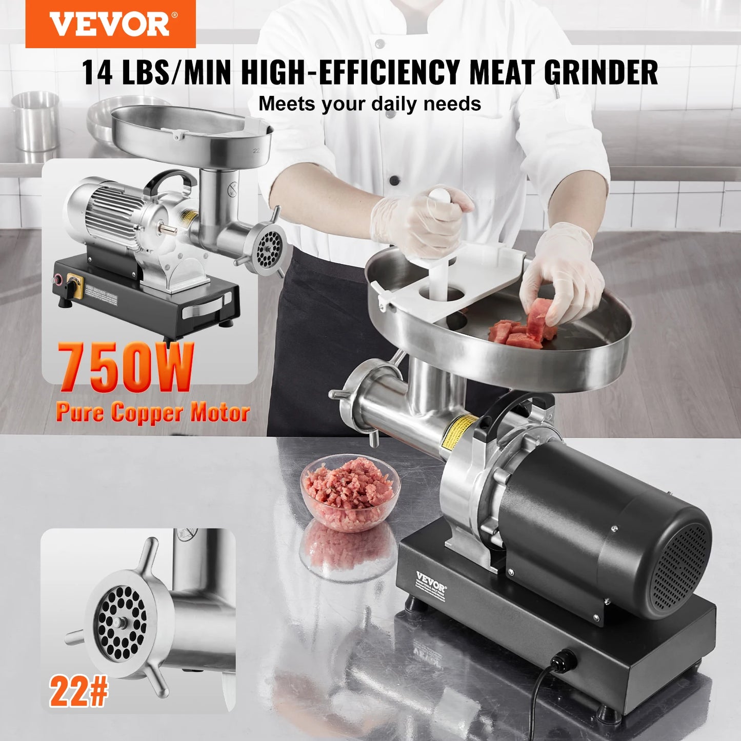 Succebuy Electric Meat Grinder Stainless Steel for Commercial Kitchen