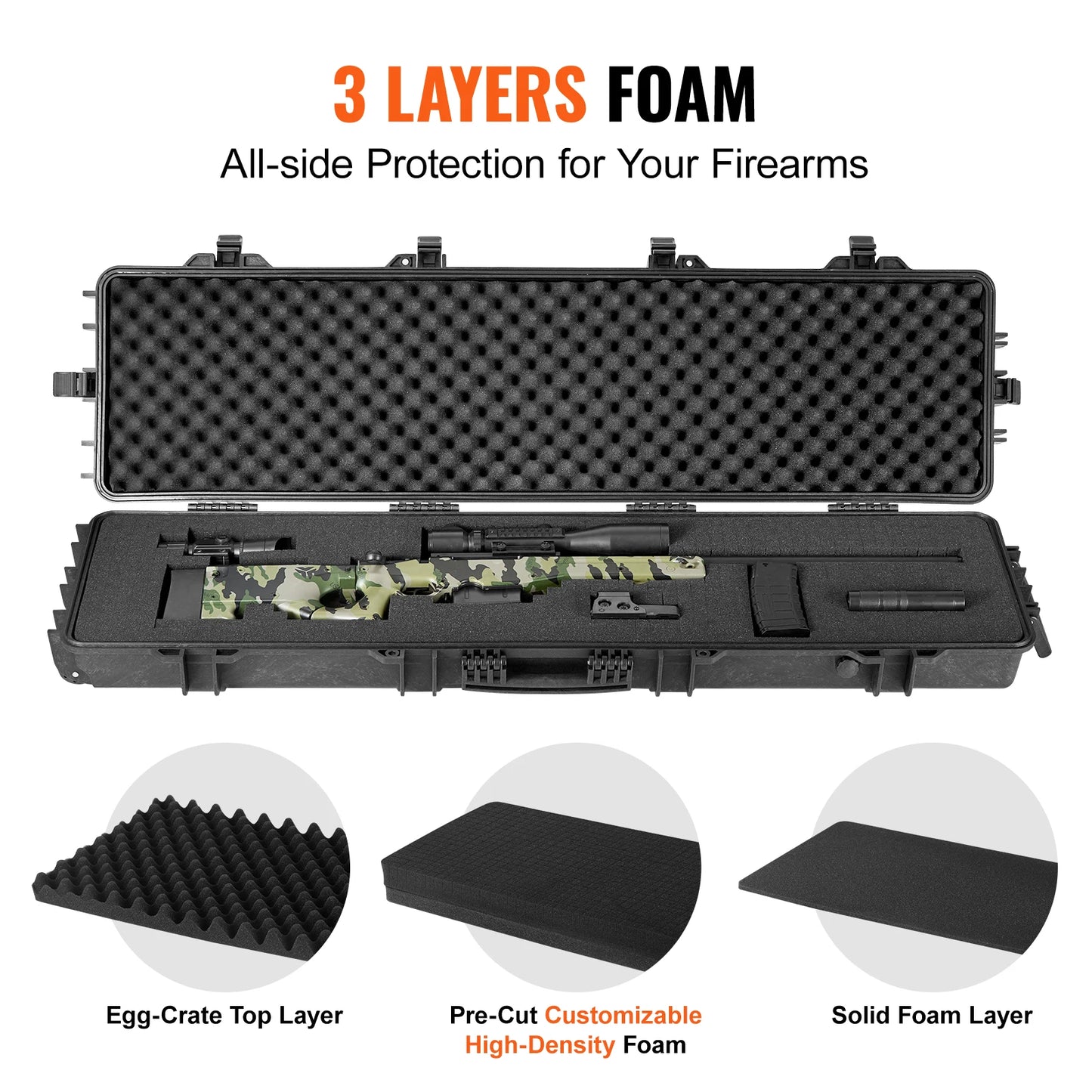 Hard Rifle Case Waterproof Shockproof Portable Storage Case
