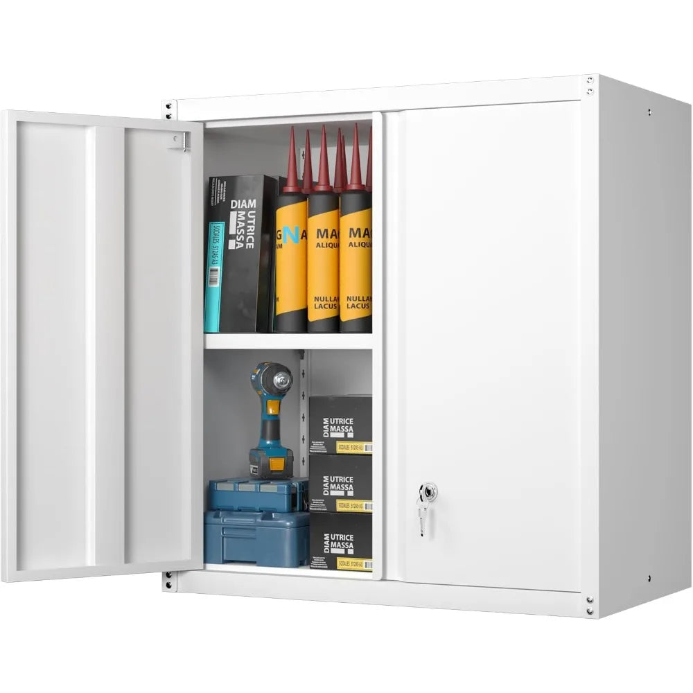 Locking Metal Wall Cabinet For Garage Wall Mounted Two Door
