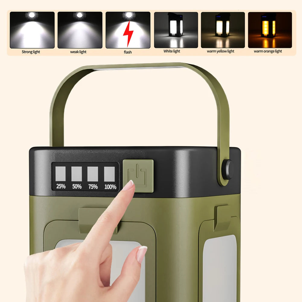 APWIKOGER Rechargeable Lantern Power Bank Solar Camping Lantern Flashlight
