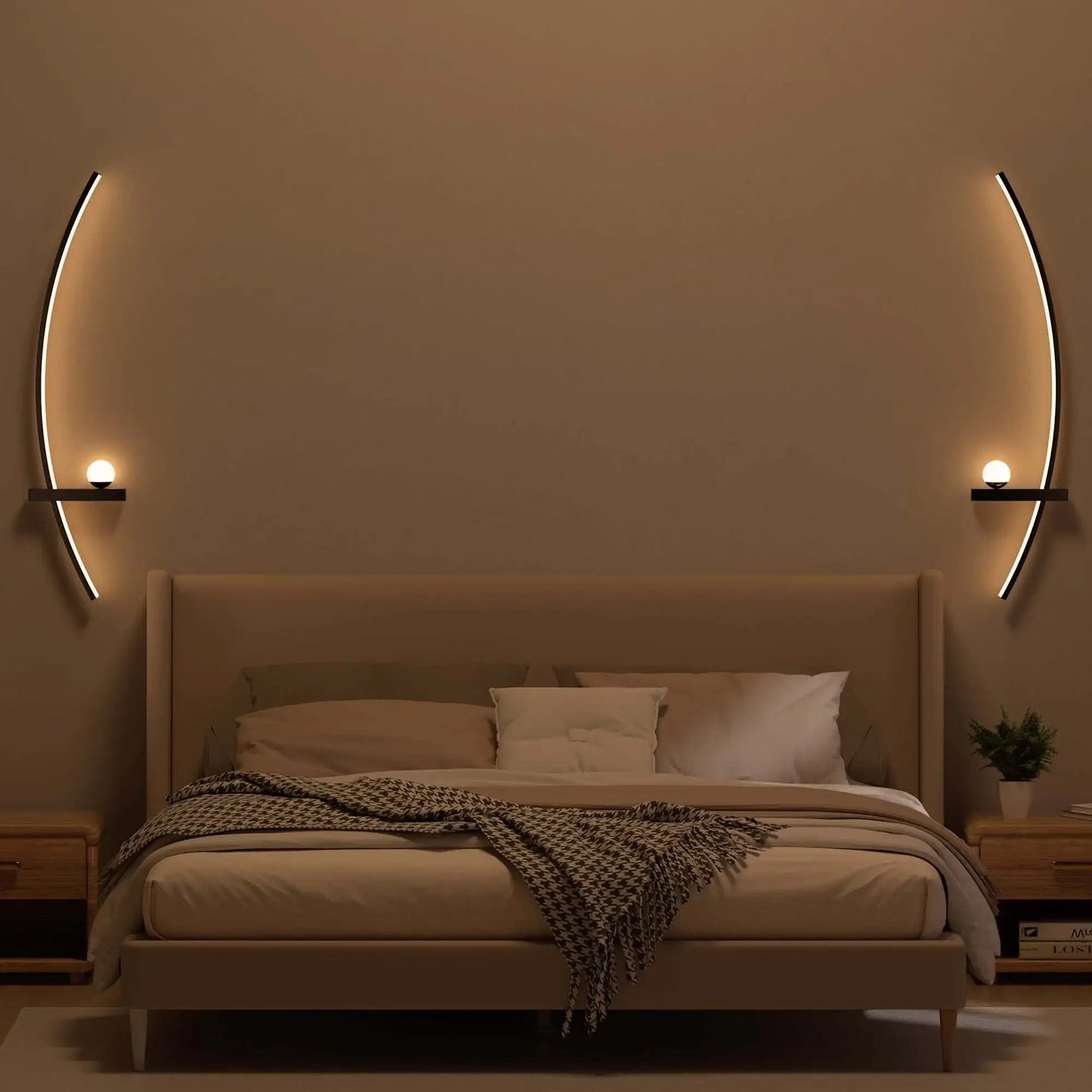 2-Pack Modern Arc LED Wall Sconce Set With Adjustable Arms