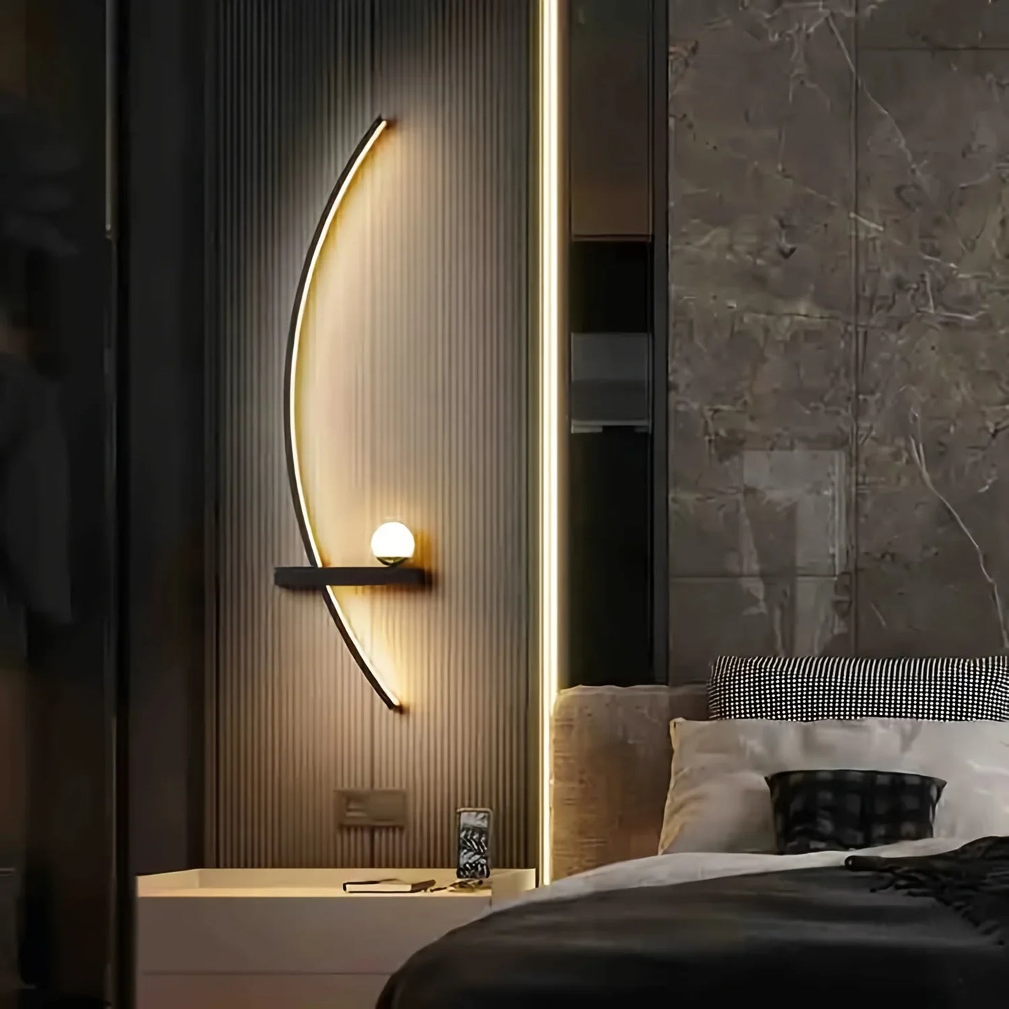 2-Pack Modern Arc LED Wall Sconce Set With Adjustable Arms