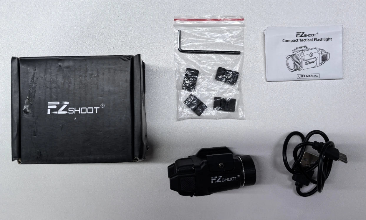 Pistol Light Rechargeable LED Flashlight With Strobe For Picatinny Rails