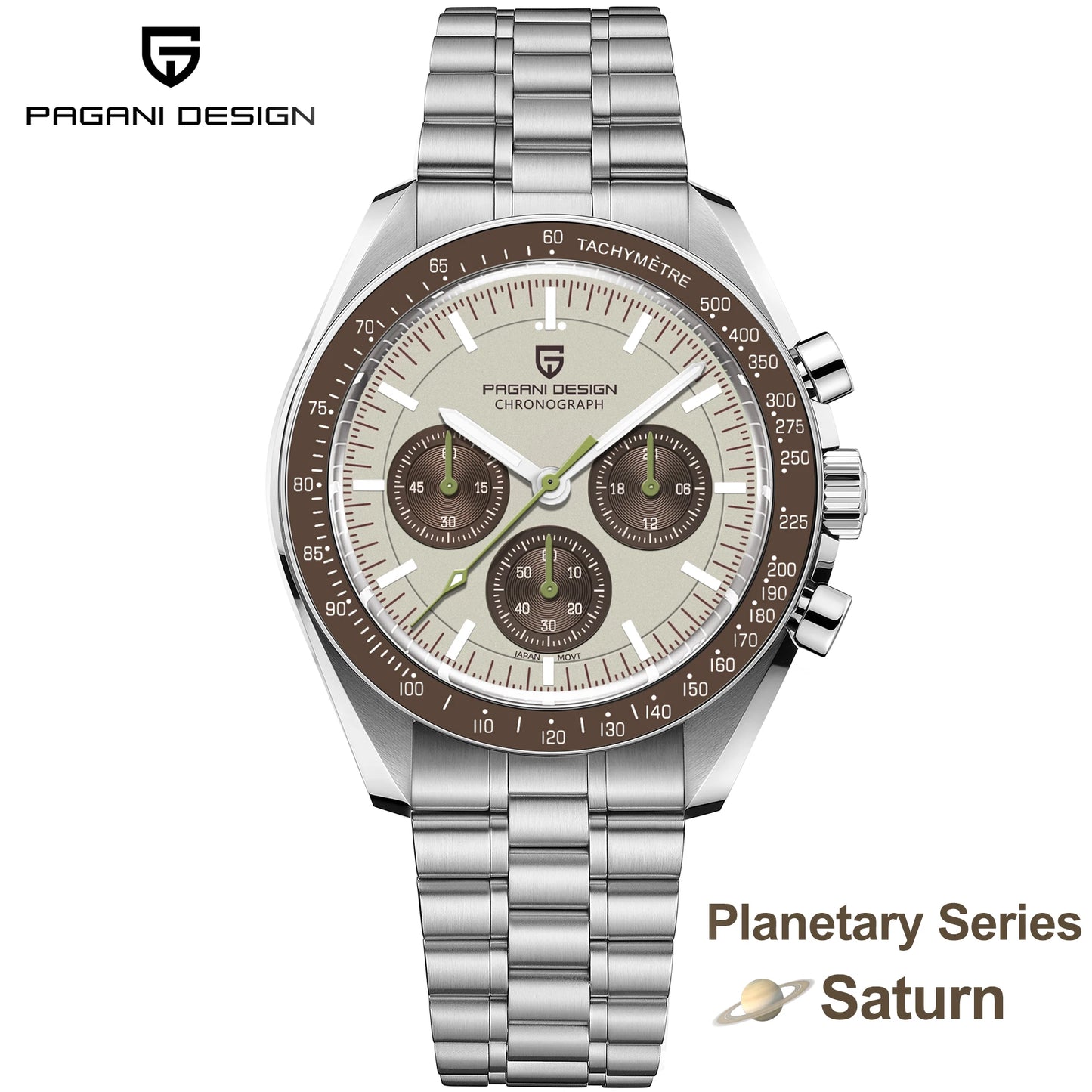 PAGANI DESIGN Saturn Mens Quartz Chronograph Watch AR Sapphire Crystal