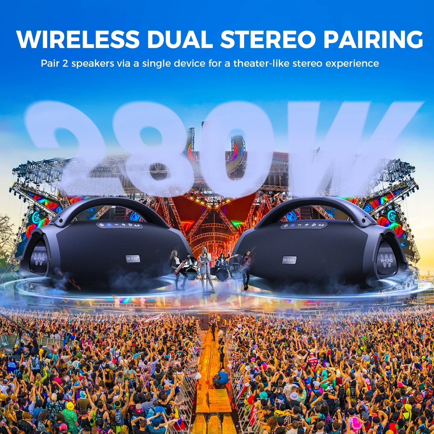 W-King 180W RMS Portable Bluetooth Speaker IPX7 Waterproof