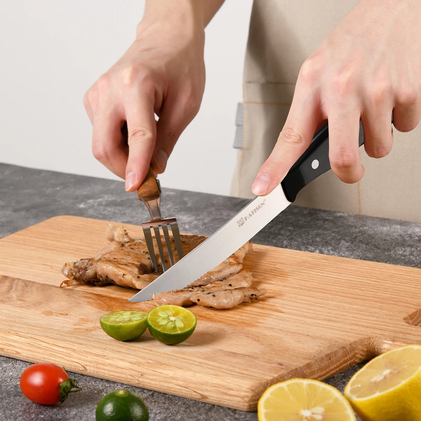 Katisun Serrated Steak Knife Set With Pointed Tip POM Handles
