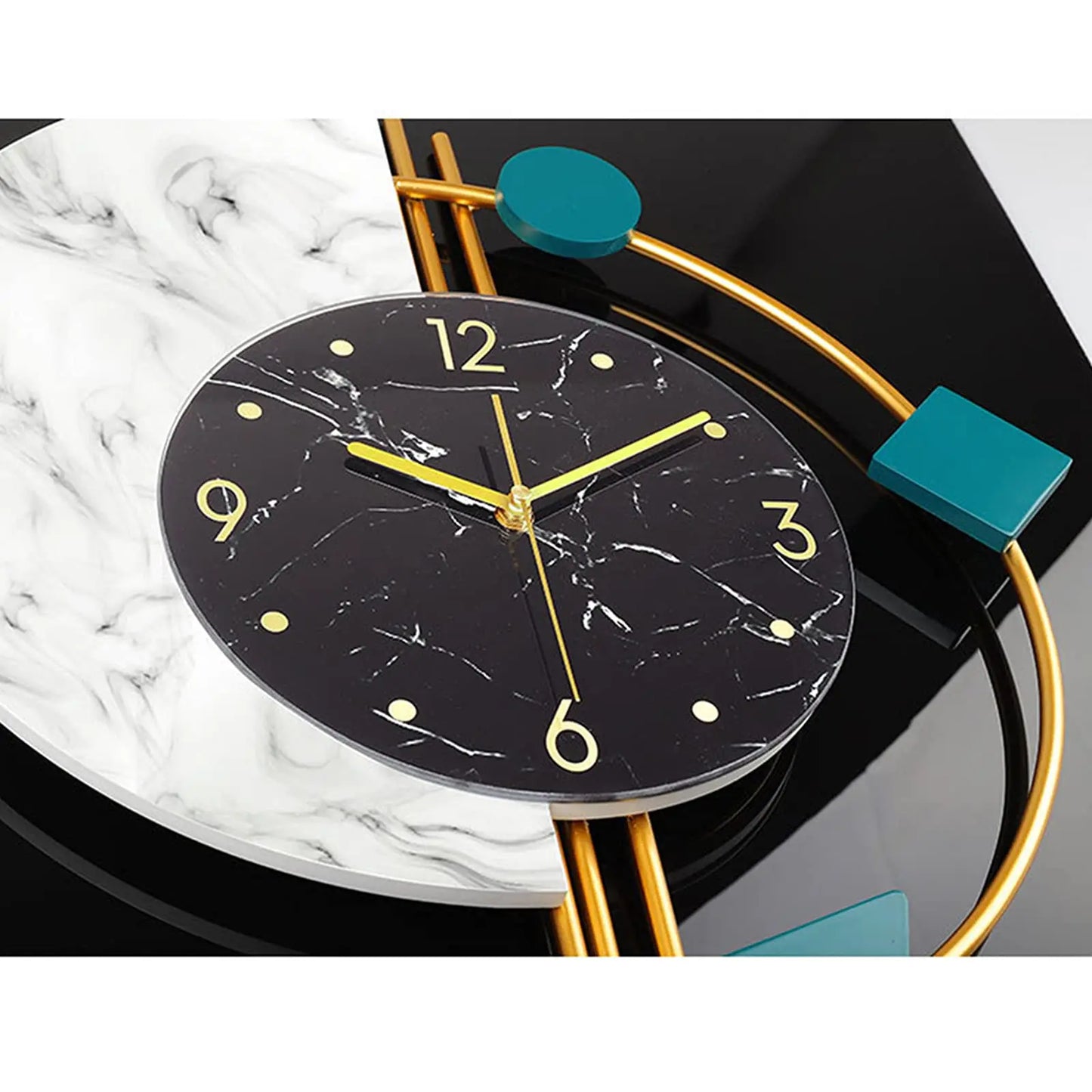 Marble Wall Clock Nordic Style Luxury Silent Battery Operated Mid Century
