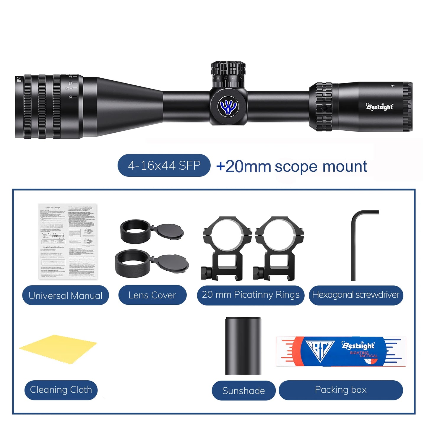 Bestsight 4 to 16x44 Tactical Rifle Scope Illuminated
