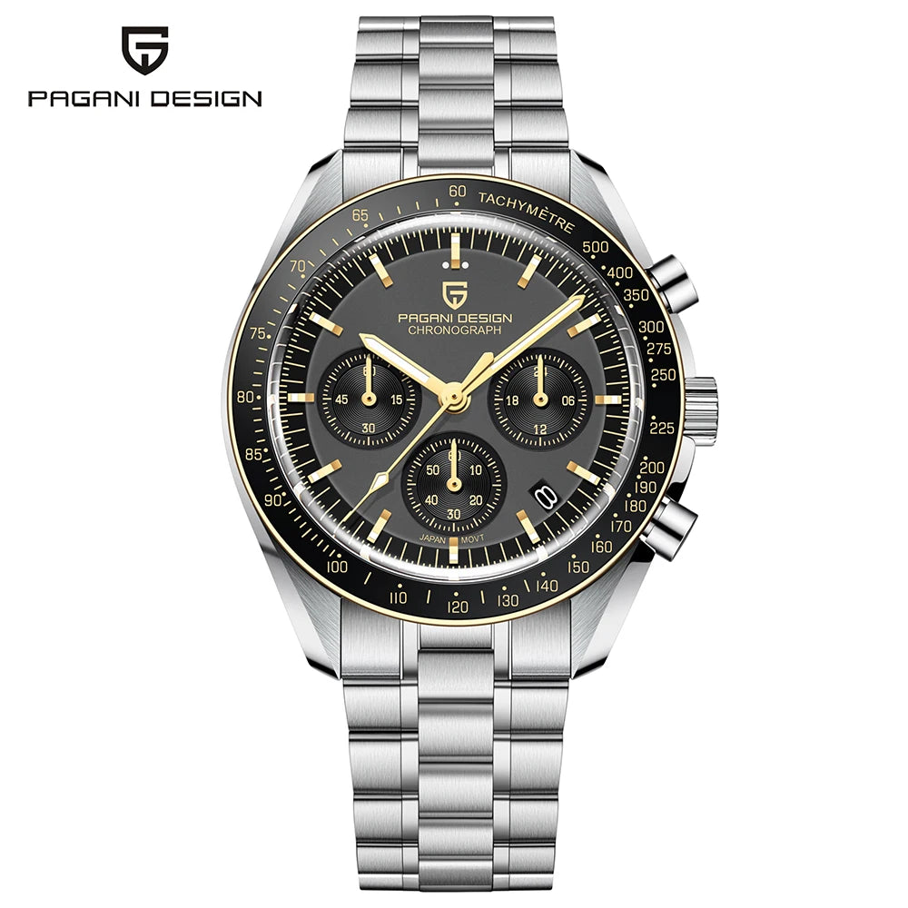 PAGANI DESIGN Saturn Mens Quartz Chronograph Watch AR Sapphire Crystal