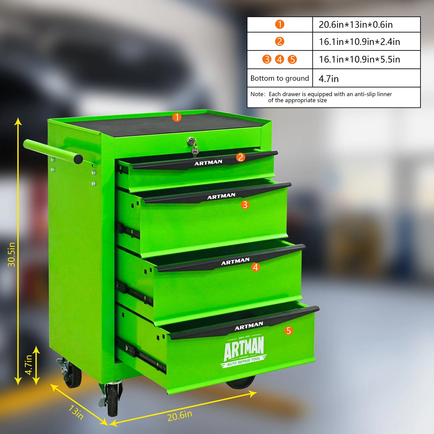 ARTMAN Rolling 7-Drawer Tool Chest Cabinet With Ball Bearing Slides