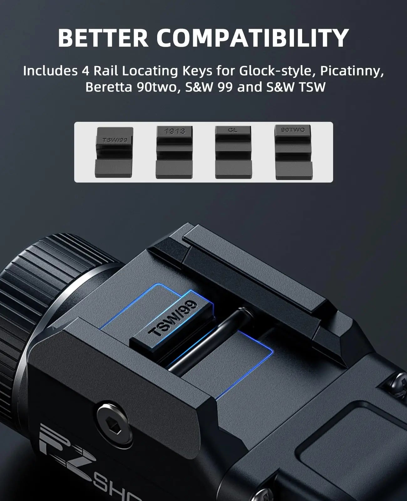 Pistol Light Rechargeable LED Flashlight With Strobe For Picatinny Rails