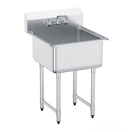 Stainless Steel Kitchen Prep Sink 1 Compartment With Faucet
