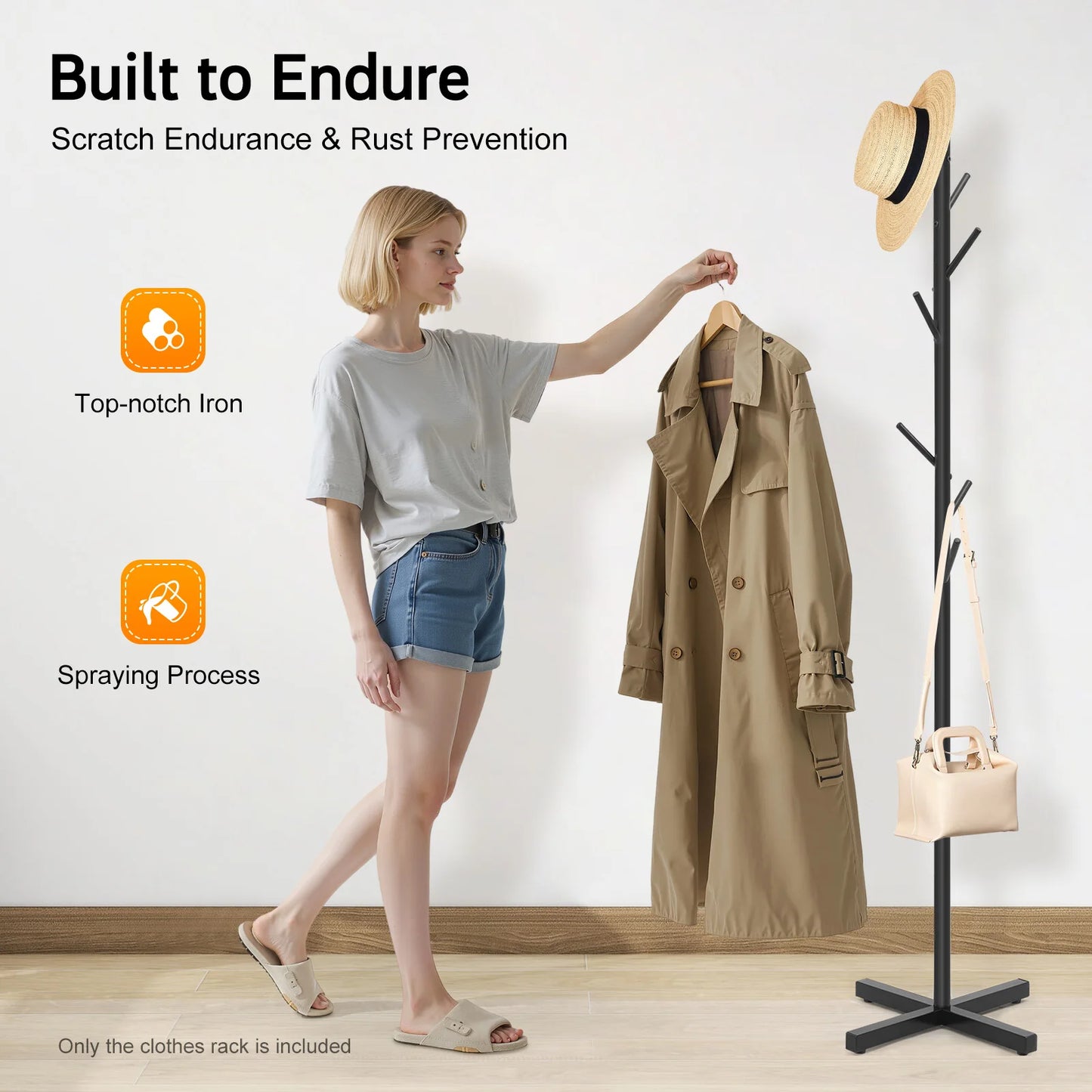 Bymaocar 7 Hook Tree Coat Rack Iron Floor Standing Hanger
