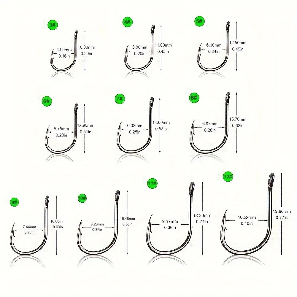 500 Pcs Barbed Fishing Hooks Set In High-Carbon Steel
