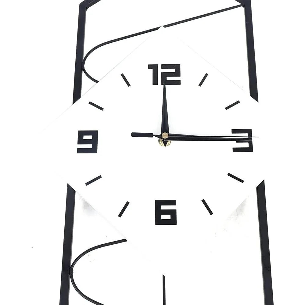 Quartz Silent Wall Clock With Pendulum Metal Modern Design
