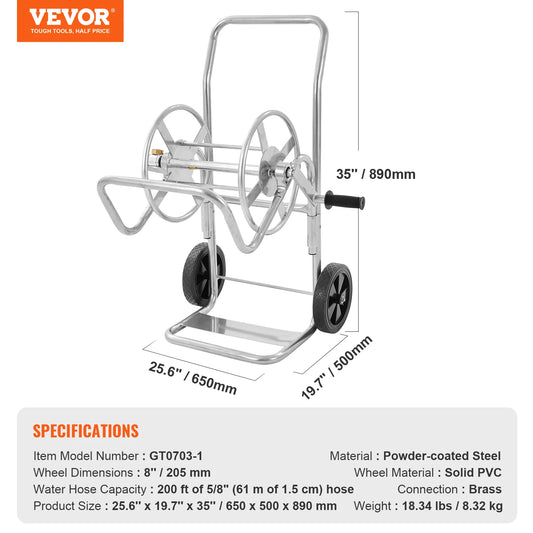SucceBuy Hose Reel Cart With Basket Heavy Duty Carrier