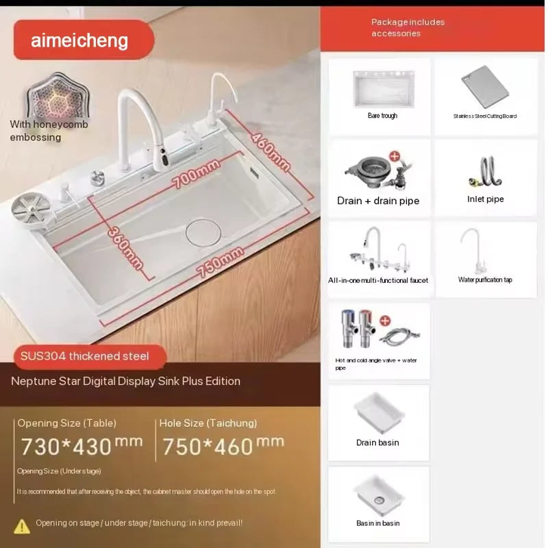 304 Stainless Steel Kitchen Sink Basin Thickened With One Slot