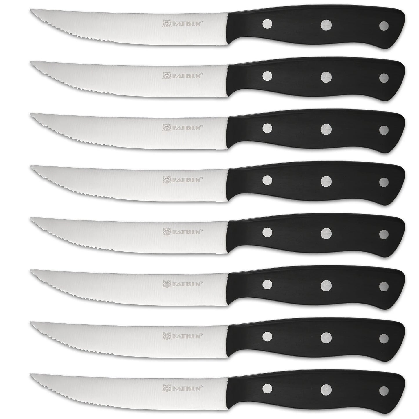 Katisun Serrated Steak Knife Set With Pointed Tip POM Handles