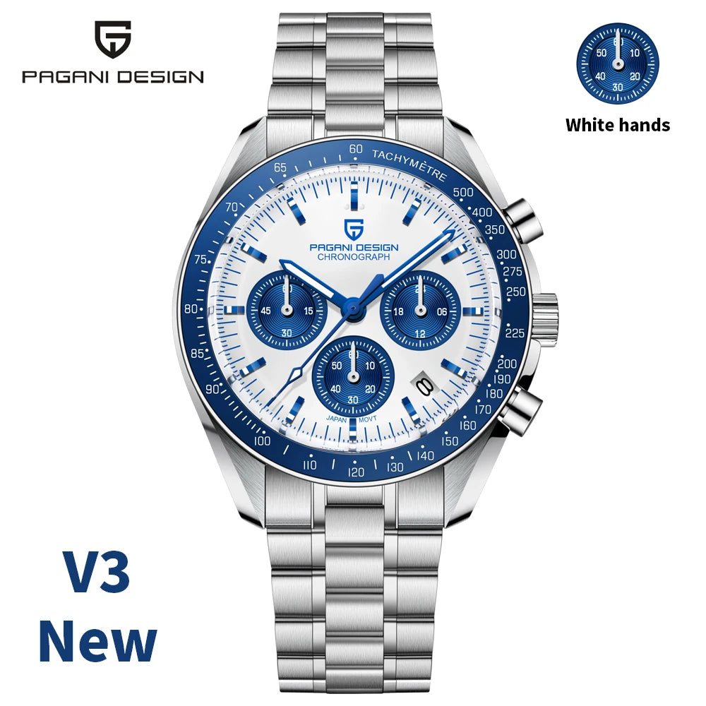 PAGANI DESIGN Saturn Mens Quartz Chronograph Watch AR Sapphire Crystal