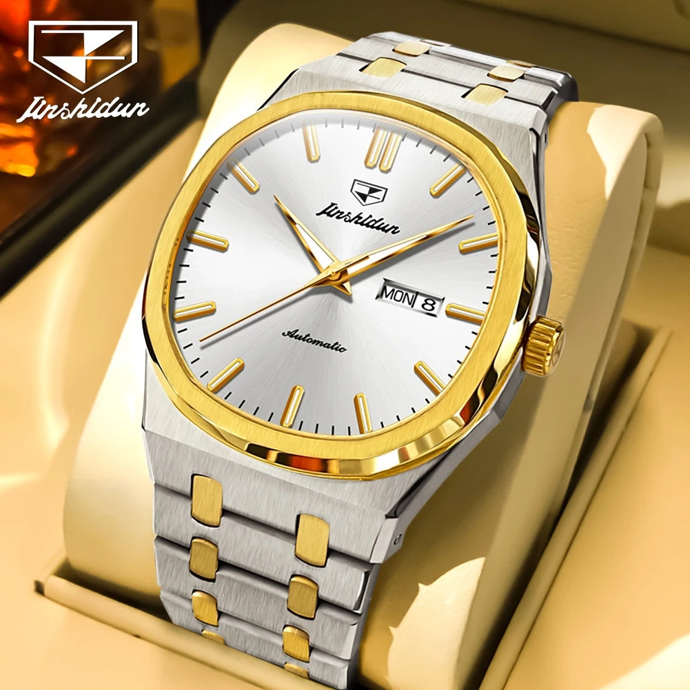 OUPINKE Automatic Mechanical Watch For Men Dual Calendar Waterproof