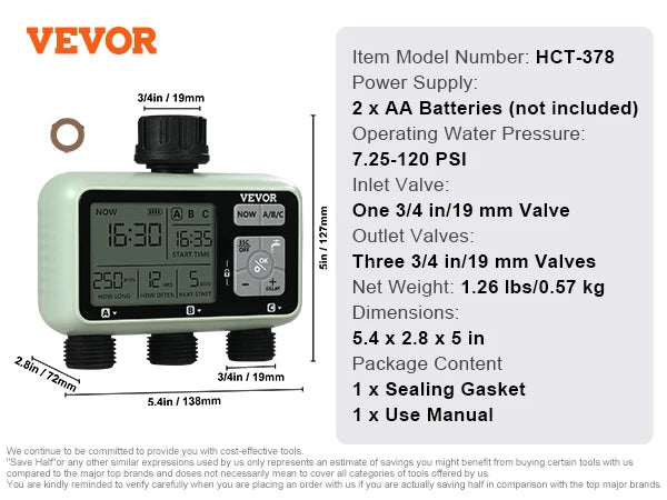 SucceBuy Water Timer 3 Independent Zones With LCD Display