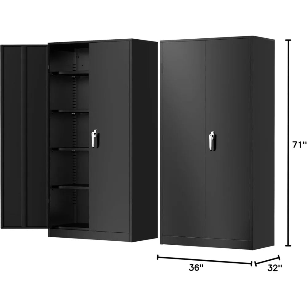 Metal Garage Storage Cabinet With Lock And Adjustable Shelves