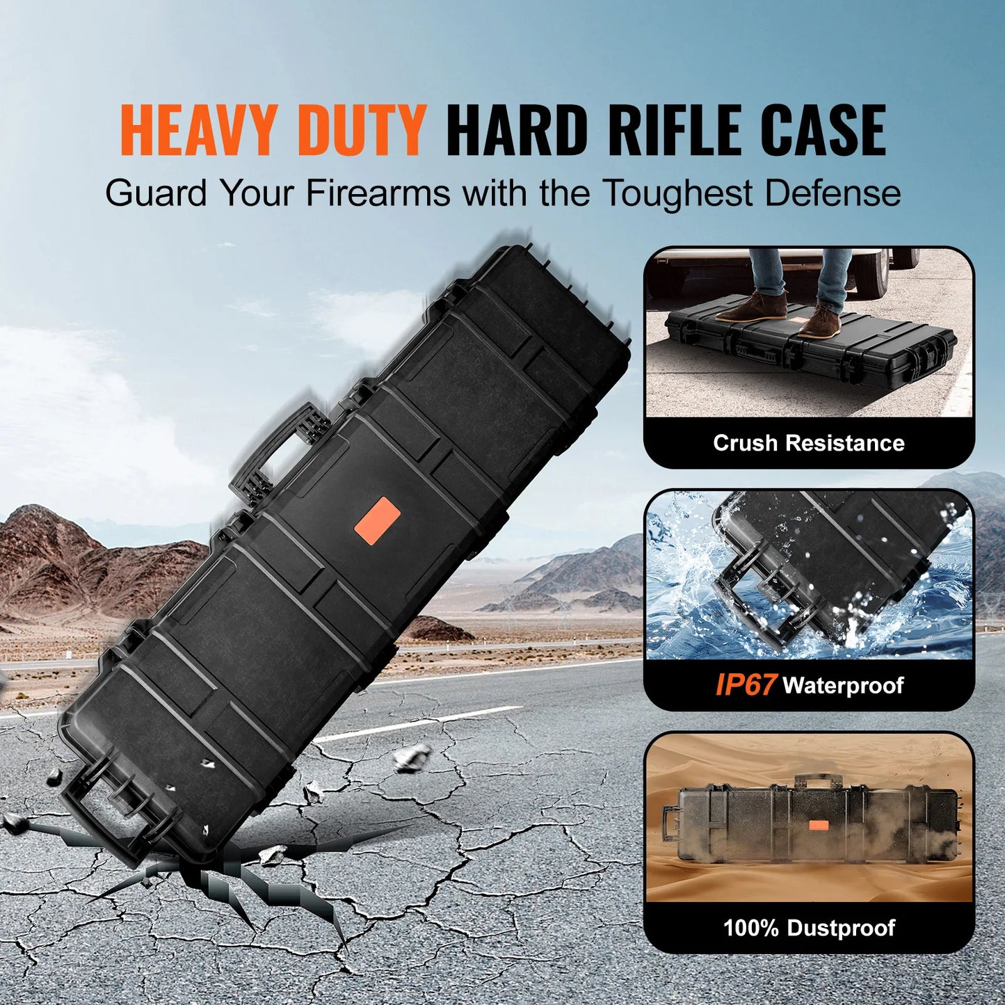 Hard Rifle Case Waterproof Shockproof Portable Storage Case