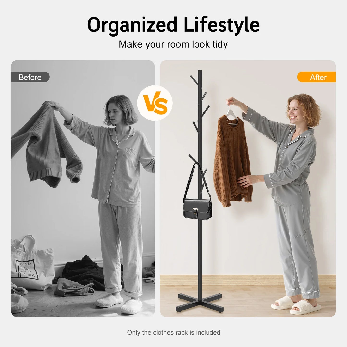 Bymaocar 7 Hook Tree Coat Rack Iron Floor Standing Hanger