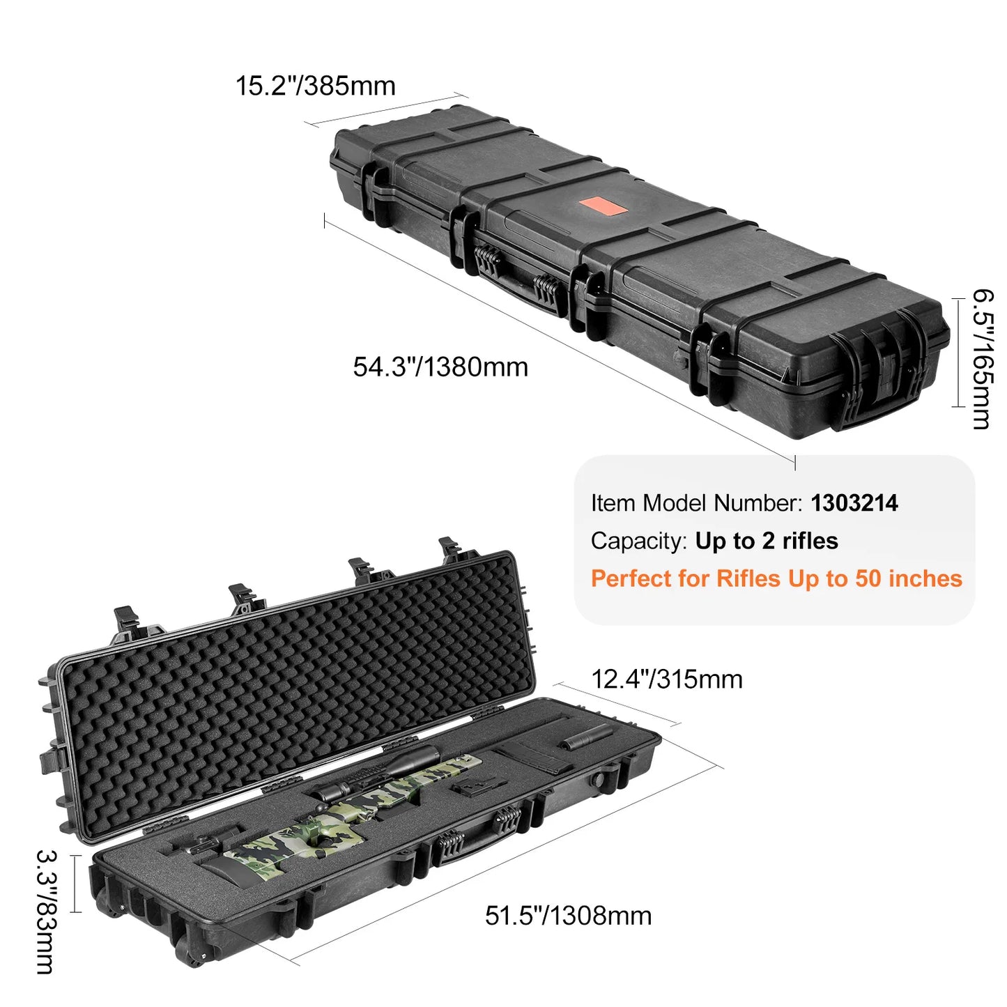 Hard Rifle Case Waterproof Shockproof Portable Storage Case