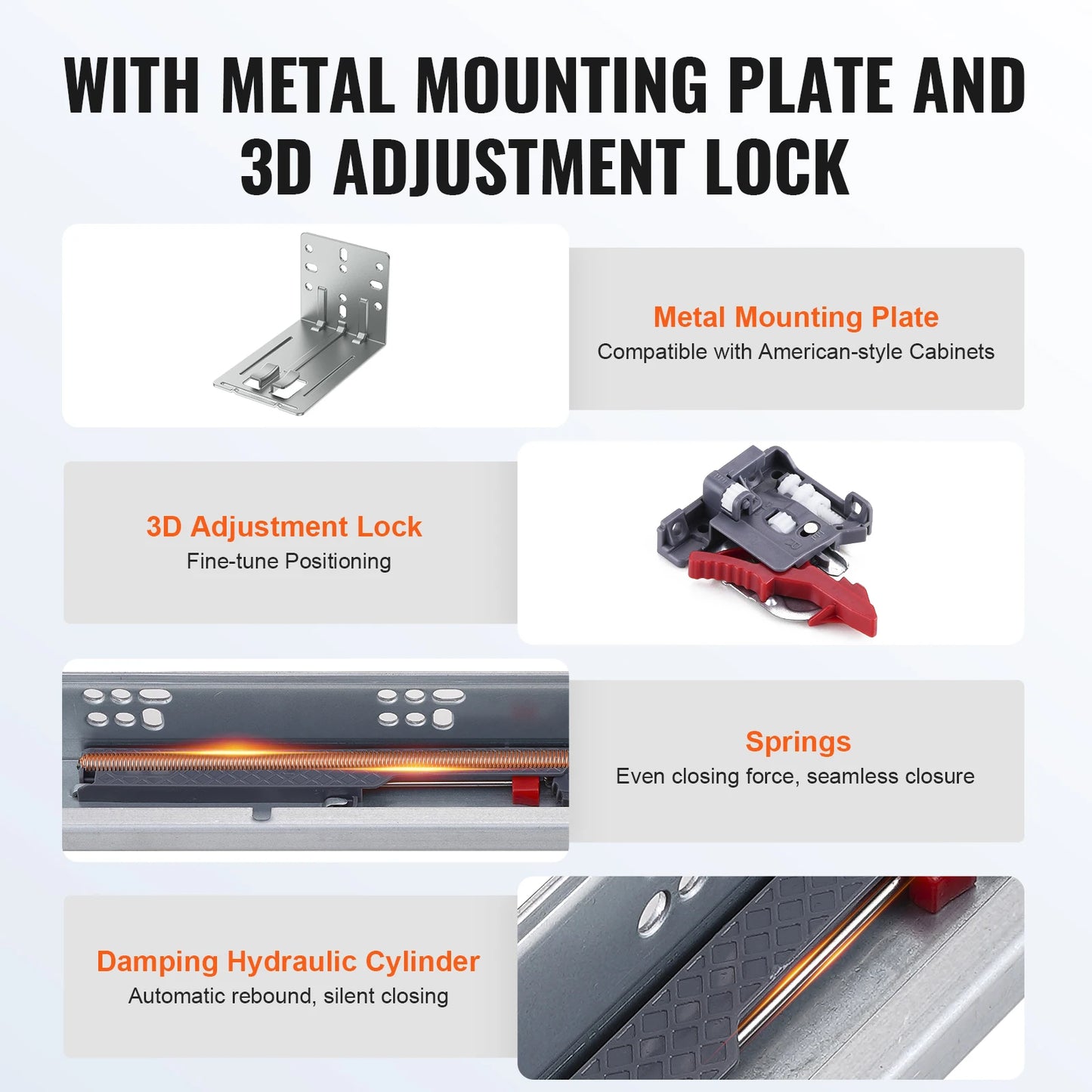 Drawer Bottom Side Mount Rails Full Extension Soft Close Slides