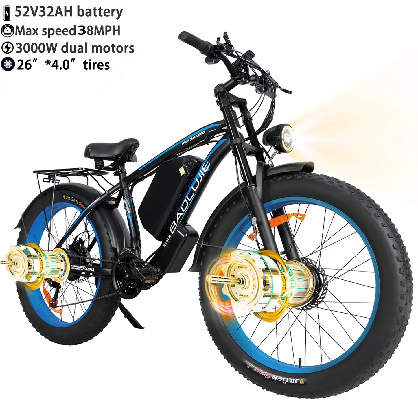 Baolujie Peak Dual Motor Electric Bicycle 3000W 5000W 48V