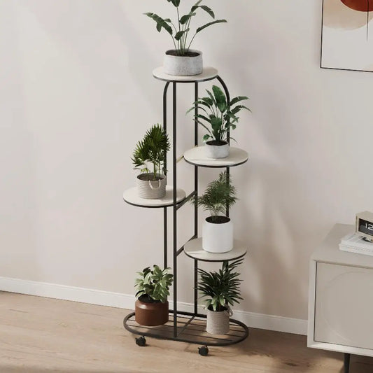 HiMIS 5 Tier Metal Plant Stand Indoor Outdoor Balcony Garden