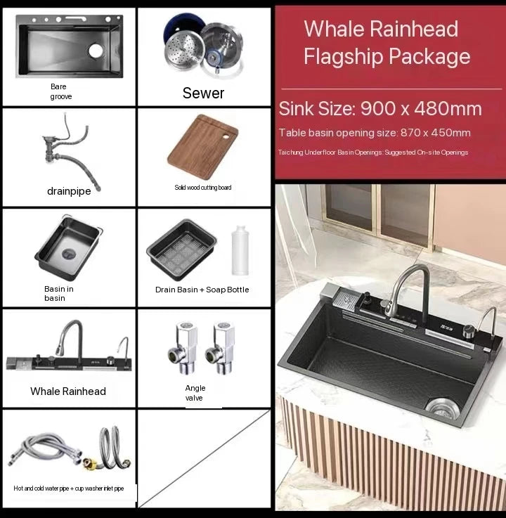 304 Stainless Steel Kitchen Sink Basin Thickened With One Slot