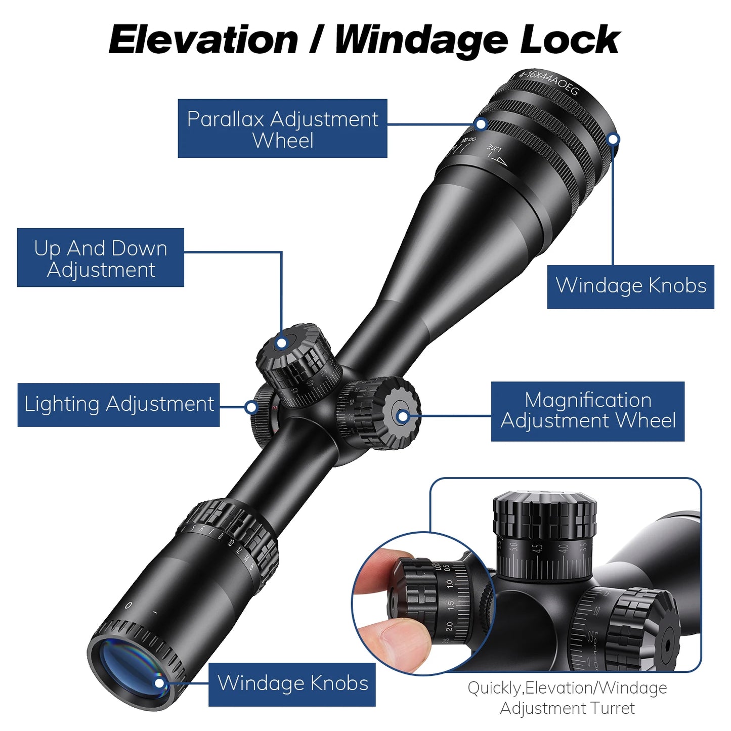 Bestsight 4 to 16x44 Tactical Rifle Scope Illuminated