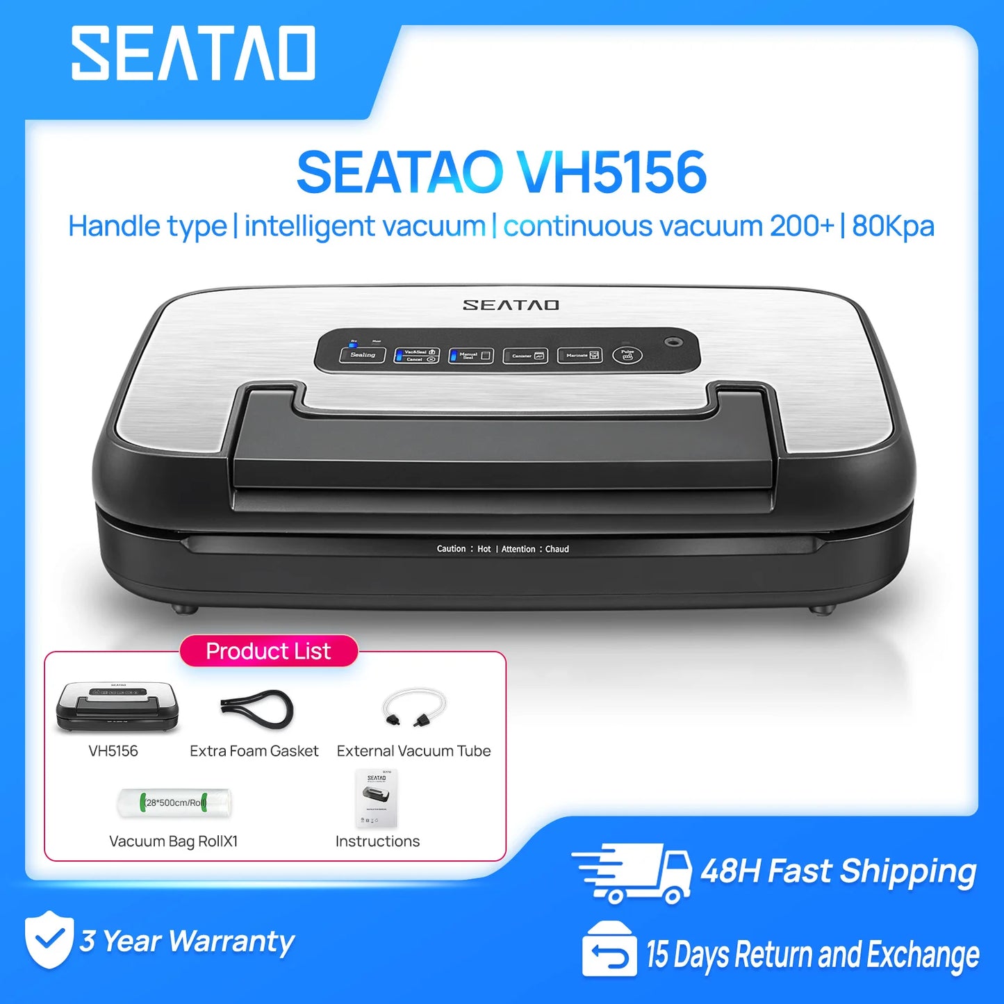 SEATAO VH5156 Vacuum Sealer With Built In Storage And Cutting